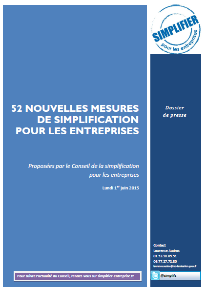 50 nouvelles mesures de simplification pour les entreprises - 2015