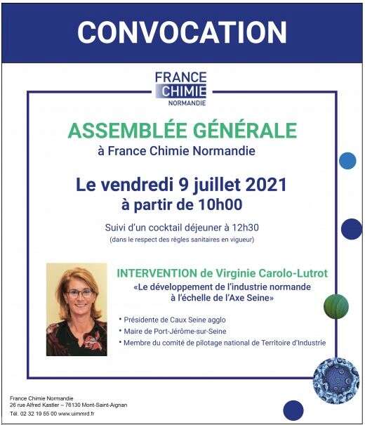 Assemblée Générale France Chimie Normandie : le 9 juillet 2021